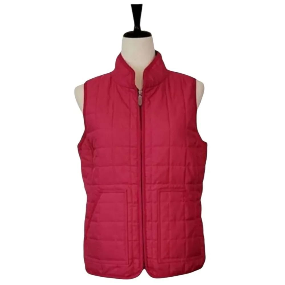 Jones New York Sport Magenta Pink Quilted Zip Vest Size S